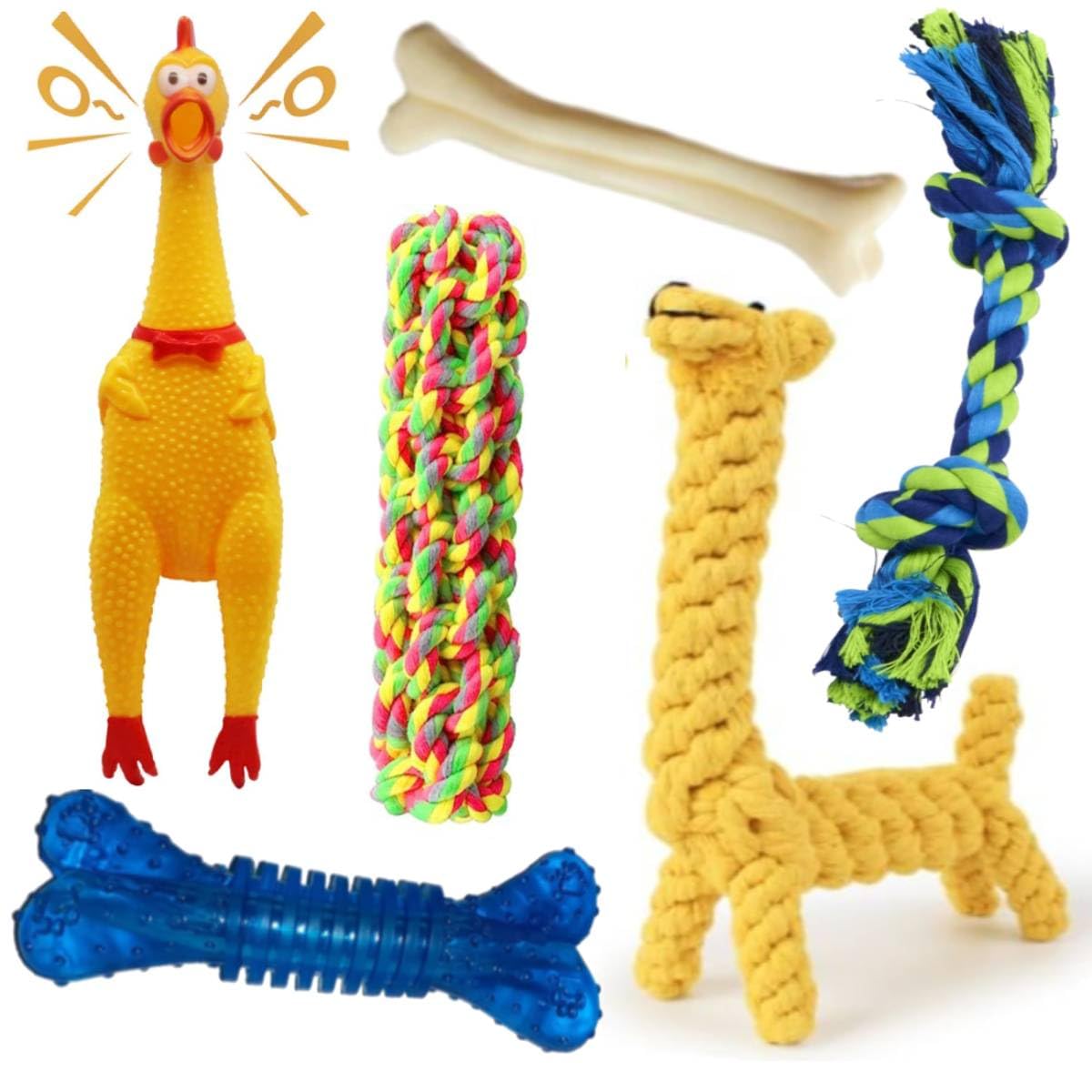 Hear Doggy Chew Toys for Dogs Pack of 6 Durable Teething Chewing Cotton Tug Rope Toys Suitable for Adult, Small, Puppy & Medium Puppies, Training Aid, Tug Toy for Dog - Color May Vary (B0CKSVBFSM) Amazon Price History, Amazon Price Tracker