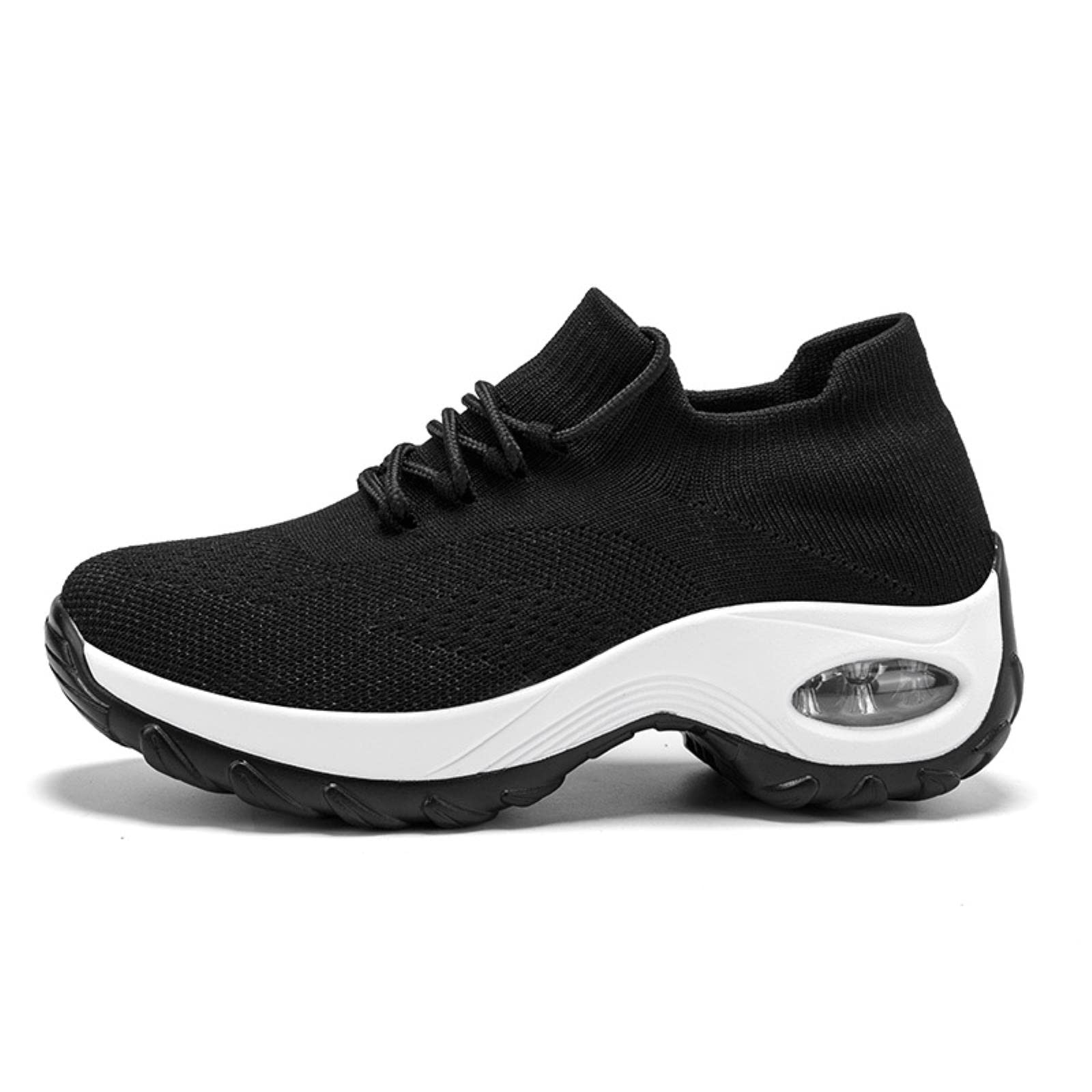 Scarpe da ginnastica di grandi dimensioni Scarpe da donna leggere scarpe di sollevamento di un piede elastico volante calze tessute scarpe casual madre a dondolo