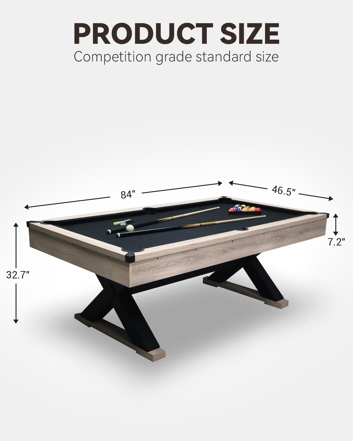 84" 7ft Pool Table, Billiard Table with X-Legs & Full Accessories Set, for Outdoor/Indoor Game Room & Family Gatherings