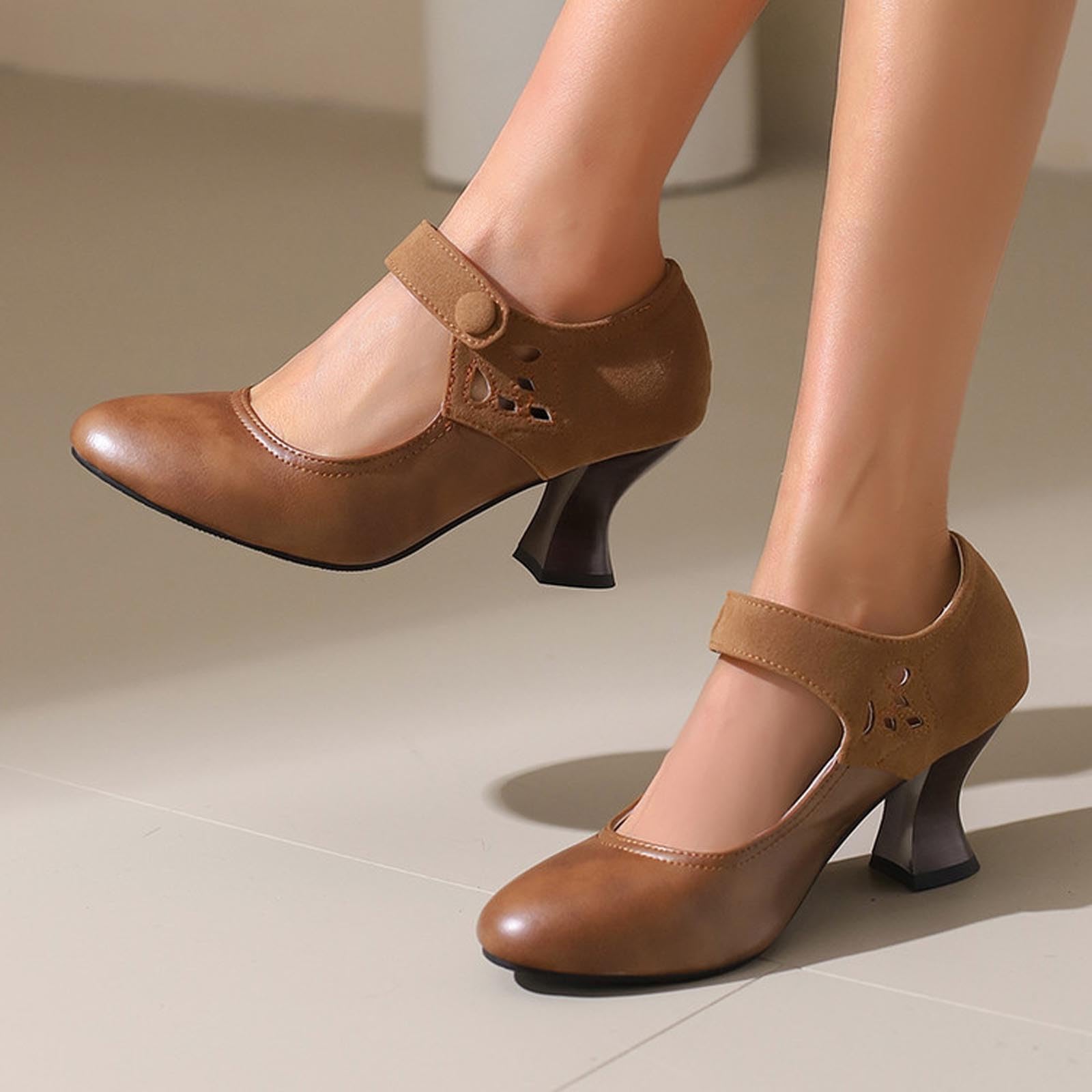 Zapatos de tacón alto para mujer, anchos y elegantes, zapatos de tacón gruesos, zapatos de novia, zapatos de tacón cerrados y cómodos, zapatos tradicionales para tirolesas, Oktoberfest, fiesta, baile