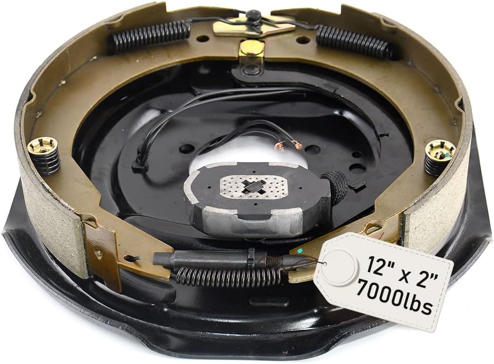 12" x 2" Electric Trailer Brake Assembly,5-Hole Mounting Trailer Brakes Kit Replacement for 5200lbs to 7000lbs Axle Trailer Right Side