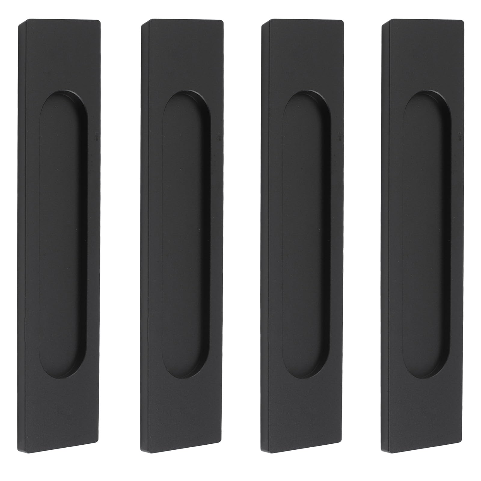 MOROBOR Self-Stick Rectangular Sliding Door Pulls, 4pcs Matte Black Aluminum Alloy Flush Pull Punch-Free Handle for Windows Cabinets (Matte Black) — image 1
