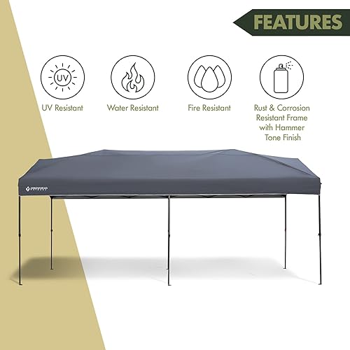Miniatura 3 de ARROWHEAD OUTDOOR Toldo desplegable de 10 x 20 pies y refugio instantáneo, fácil instalación para una persona, construcción de tela 300D resistente