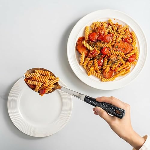 Miniatura 3 de Juego de 5 cucharas de cocina de acero inoxidable, cucharas grandes para servir con cucharón y cuchara ranurada, cucharas de metal para cocinar,