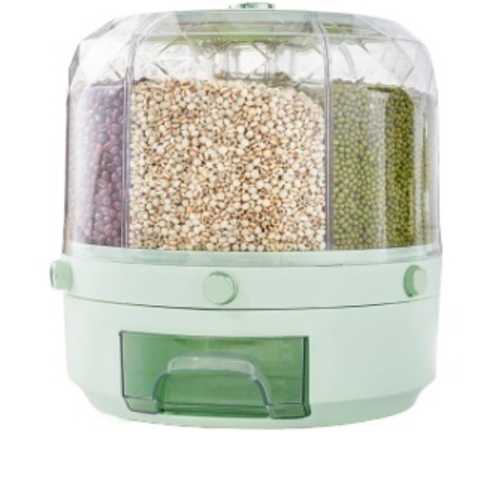 CVdrtyED Dry Food Cereal Dispenser Rotatable Rice Dispenser Separate Storage Box For Beans Grain 6 Grid Kitchen Container Pantry Rice Container(Grün)