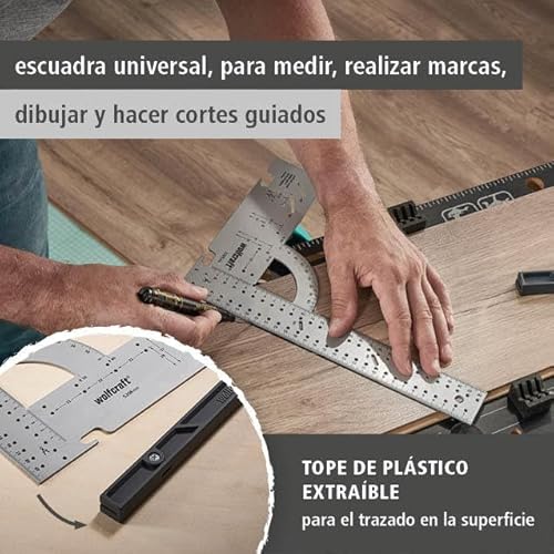 Miniatura 2 de Wolfcraft Escuadra Universal De 300 Mm I 5205000 I Para Medir, Trazar, Dibujar Y Hacer Cortes Guiados