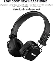 Vista 3 de Major IV - Almohadillas de repuesto compatibles con auriculares Marshall Major 4 Major IV, almohadillas de espuma viscoelástica