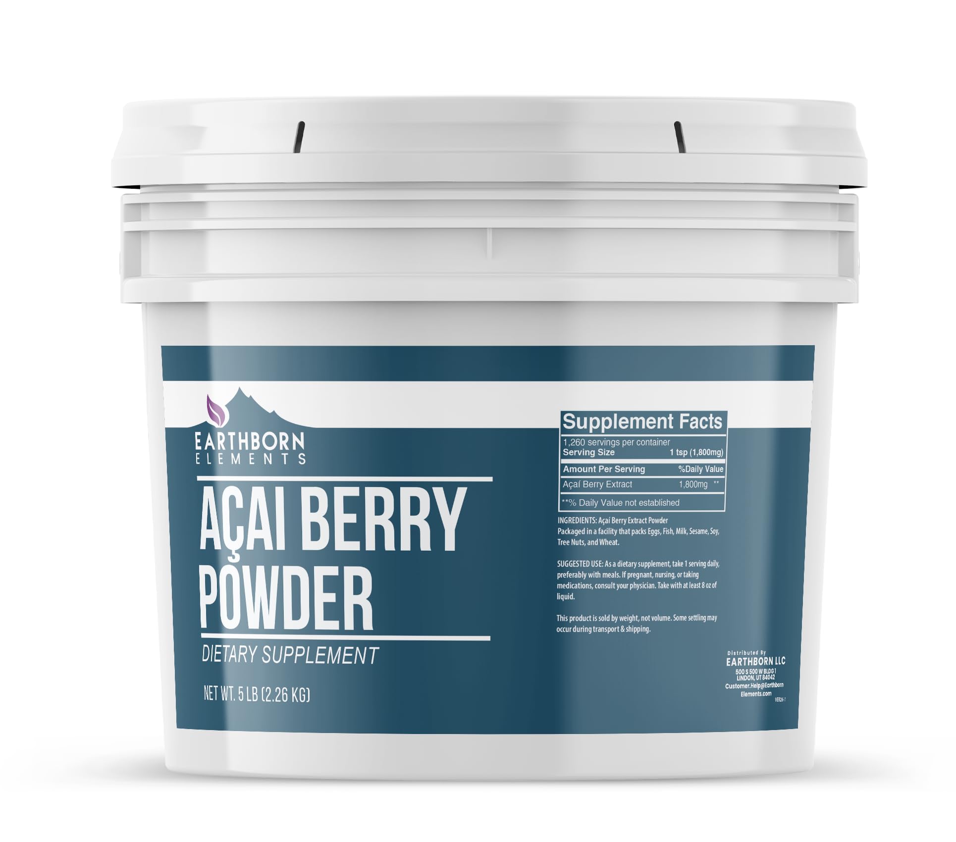 Earthborn Elements Acai Berry Powder, Resealable BPA-Free Bucket
