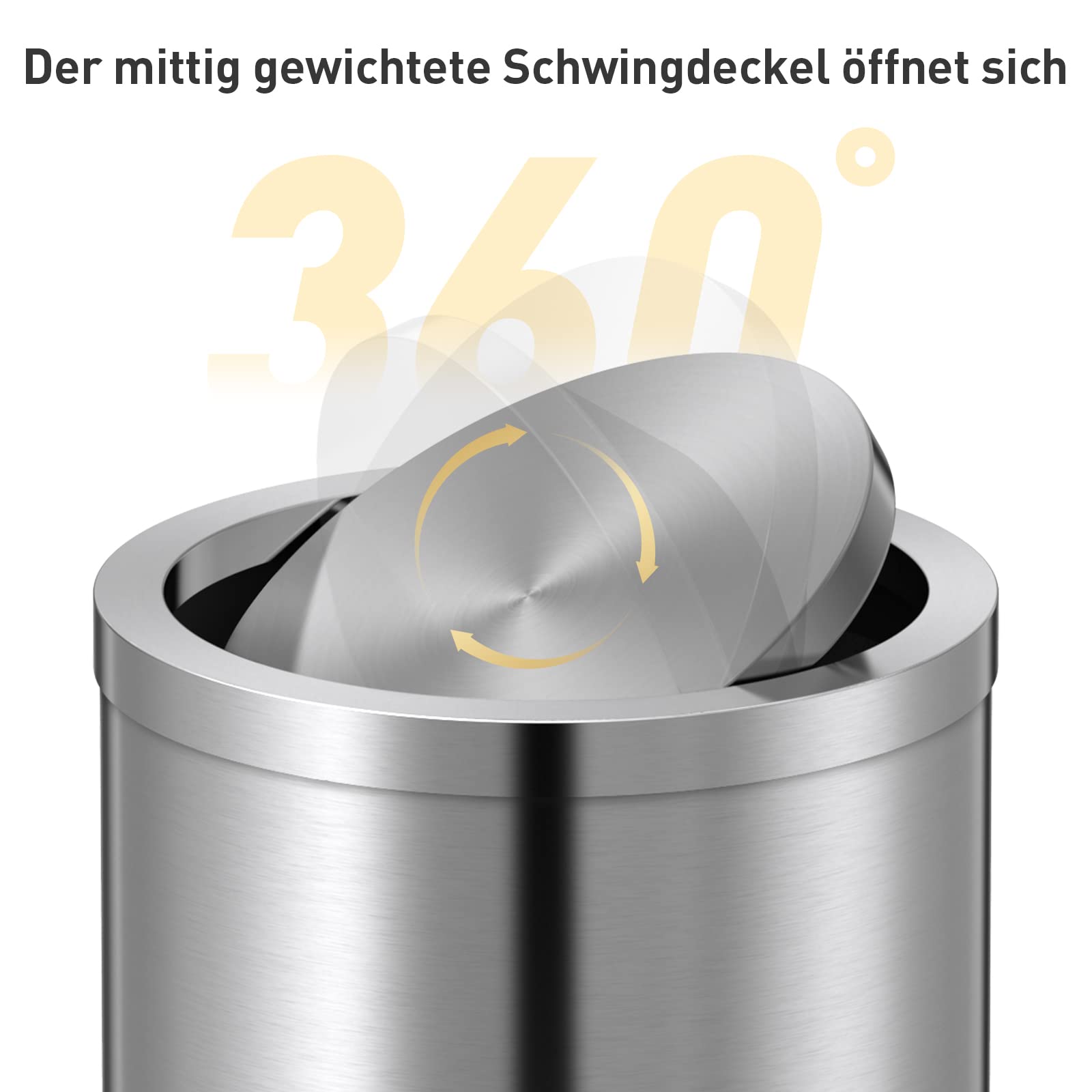 Mbillion Mülleimer mit Deckel 9 l Edelstahl Arbeitsplatte Büro Wohnzimmer Schlafzimmer Silber