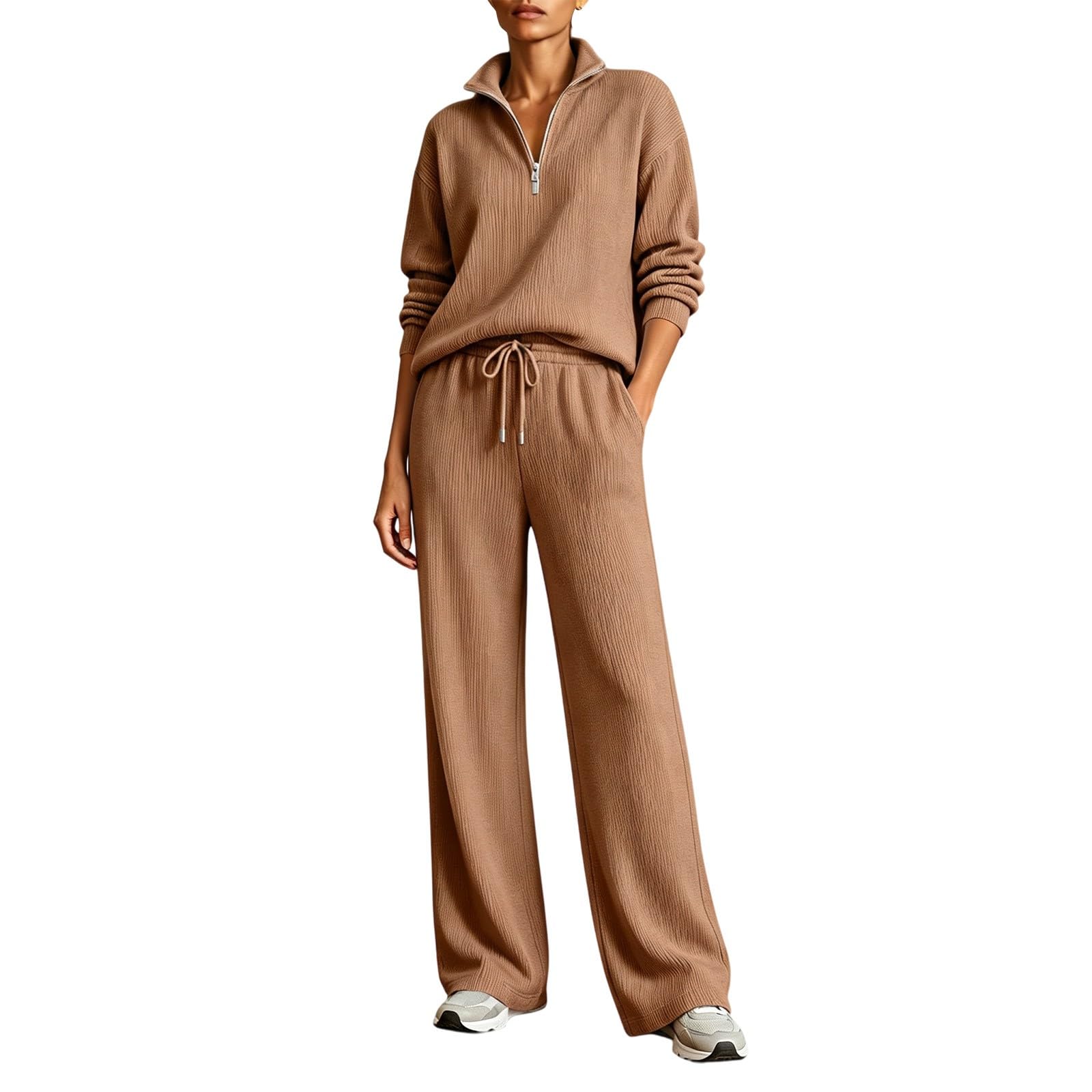 Tuta Donna Sportiva Invernale Felpa Mezza Zip Collo Alto Pantaloni