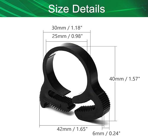 Miniatura 2 de Yinpecly Abrazaderas de manguera de agarre de 21,5 a 0.925in, de plástico de nailon ajustable, resistente, rápido, doble agarre para fontanería,