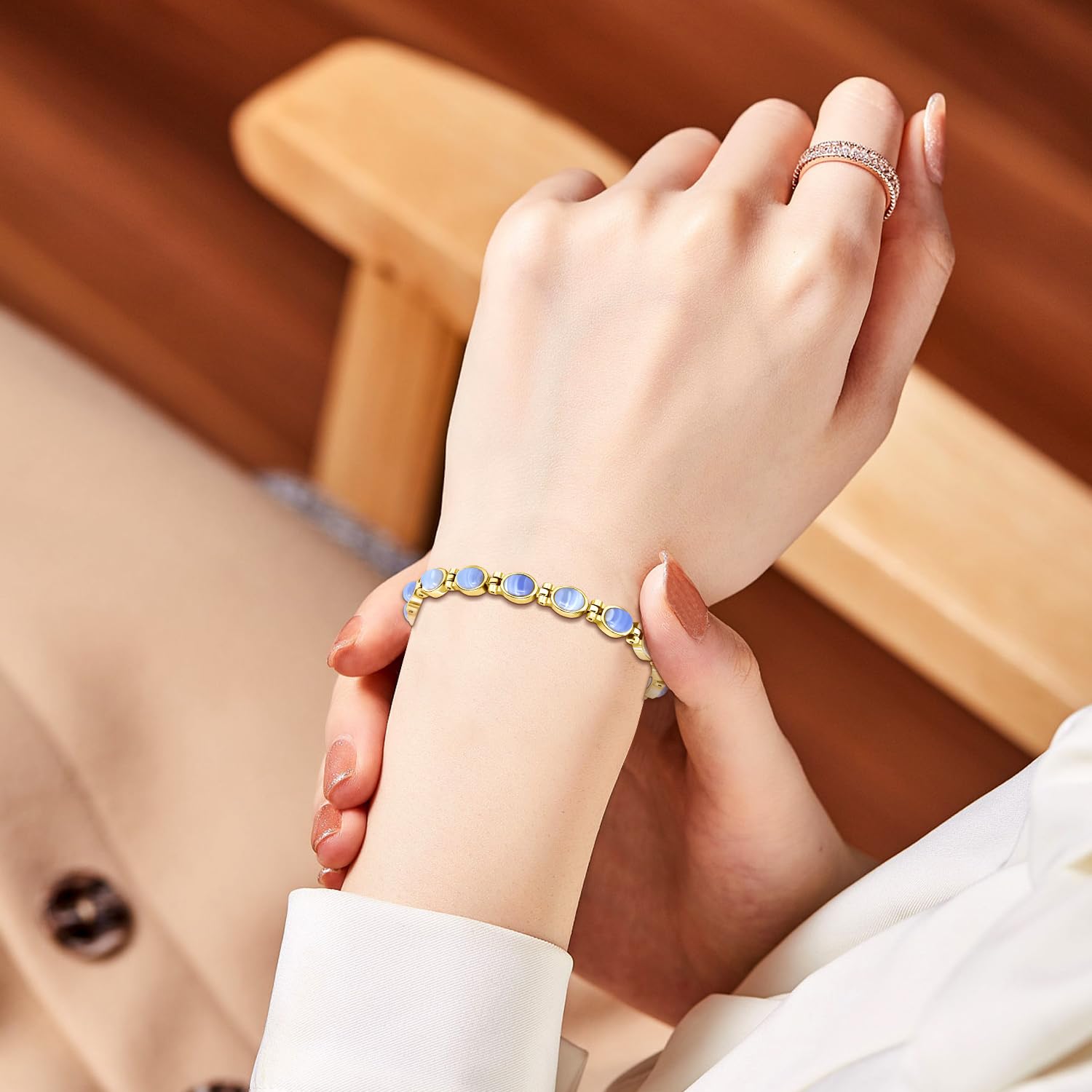 Pulsera magnética para mujer, pulsera magnética de titanio ultrafuerte, regalo con herramienta de extracción (3500 gauss)