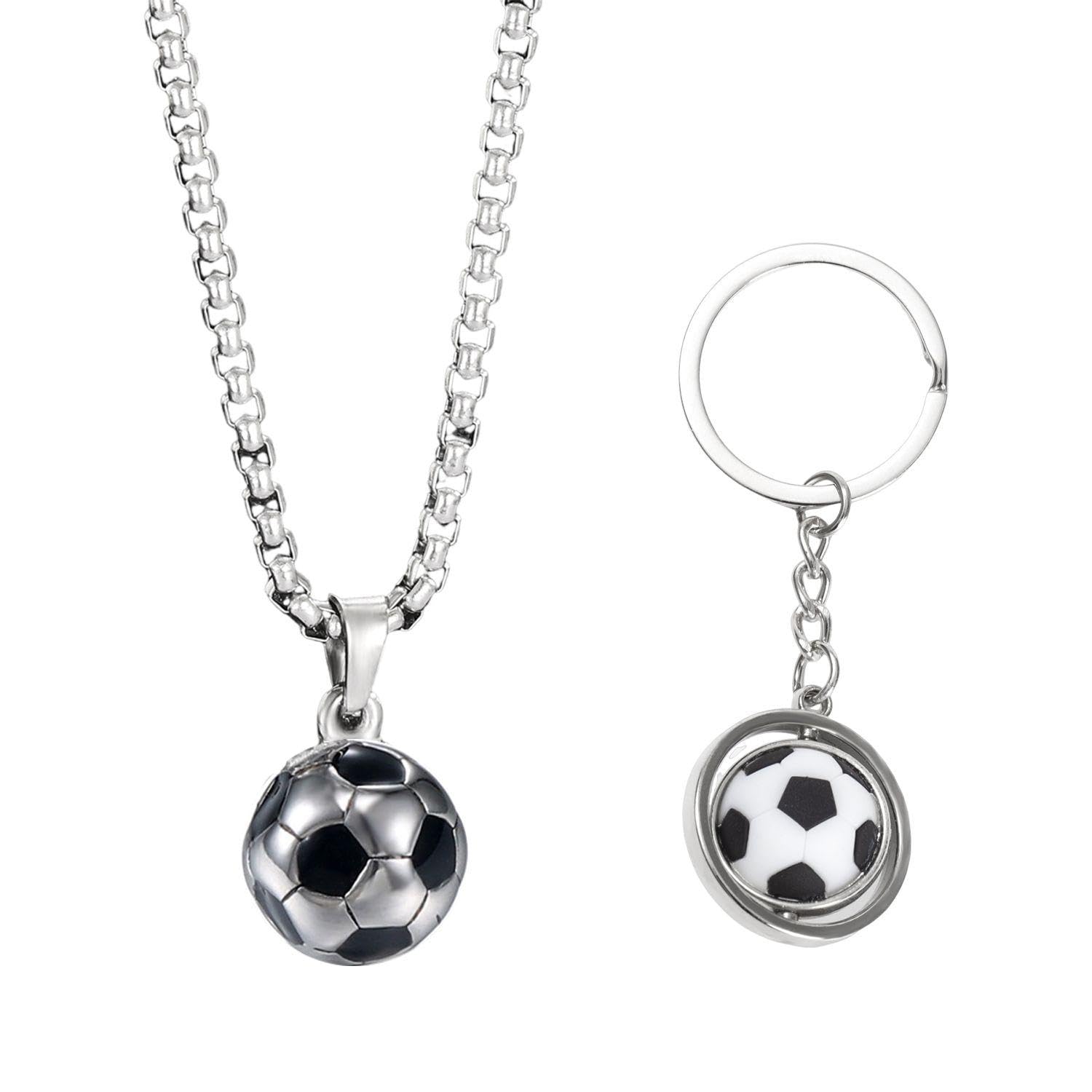 1 Collar De Fútbol Y 1 Llavero De Fútbol, ​​Joyería Creativa, Joyería con Tema De Fútbol, ​​Joyería para Fanáticos, Joyería De Moda