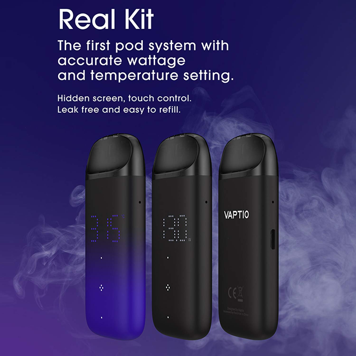 Vaptio Starter Kit Real Vape Pen Kit with 500 mAh Battery 1.5 ml Capacity System  Kit Hidden Screen No E Liquid No Nicotine: Amazon.de: Electronics & Photo