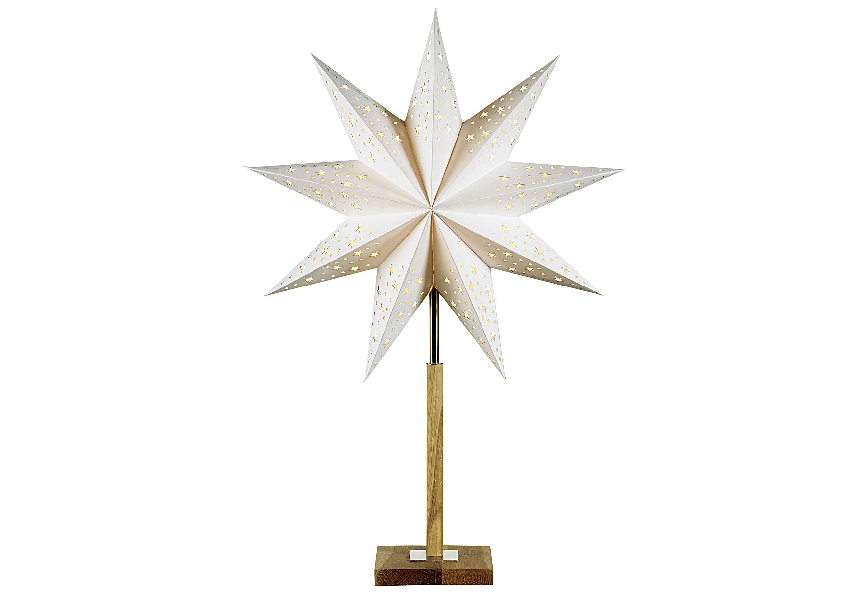 SOLVALLA Tischstern aus Marksljd - klassischer Weihnachtsstern Holzsockel  weier Stern mit Lochmuster - E14 : Amazon.de: Beleuchtung