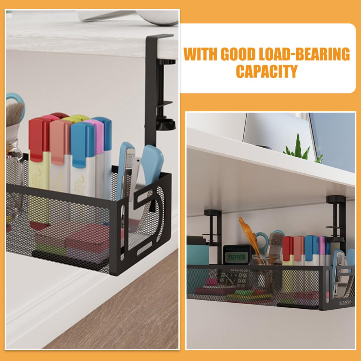 VALICLUD Organizador de Cables Debajo del Escritorio Metálico Negro, Tamaño Grande 40x13x7 Cm, Bandeja para Gestión y Almacenamiento de Cables, Enchufes y Cargadores, Soporte para Oficina