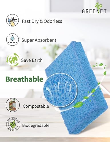 Miniatura 7 de Esponjas desplegables de celulosa, grandes, naturales y comprimidas, múltiples usos para lavar platos, limpieza de cocina, paquete de 8