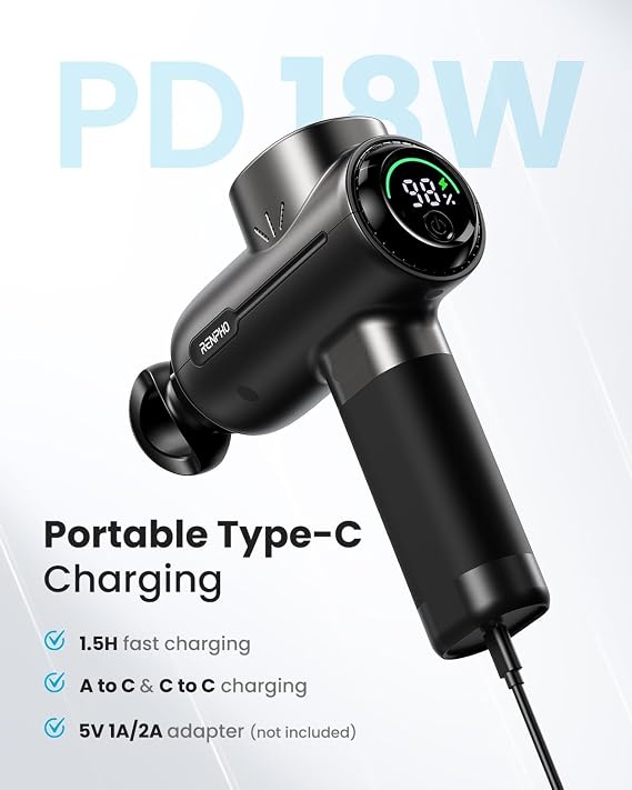 Massage Gun, Deep Texture with Bluetooth, RENPHO Active Massage Gun, Percussion Muscle Massage Gun, For Athletes, Powerful Portable Electric Handheld Massage Gun, LED Touch Screen, Transport