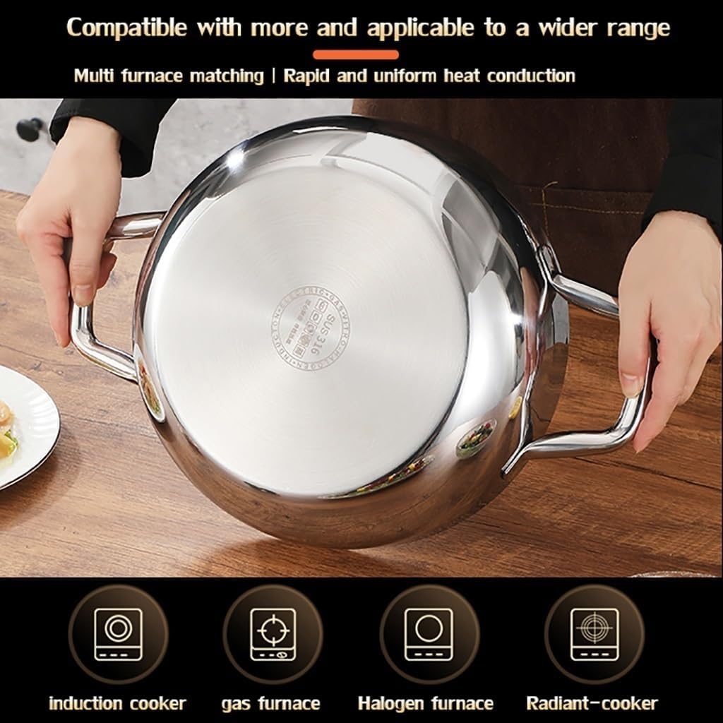 仕切り付きホットポット、食品グレードのステンレススチールしゃぶしゃぶ鍋、ガラス蓋付き、調理用調理用ダブルフレーバーストックポット(3