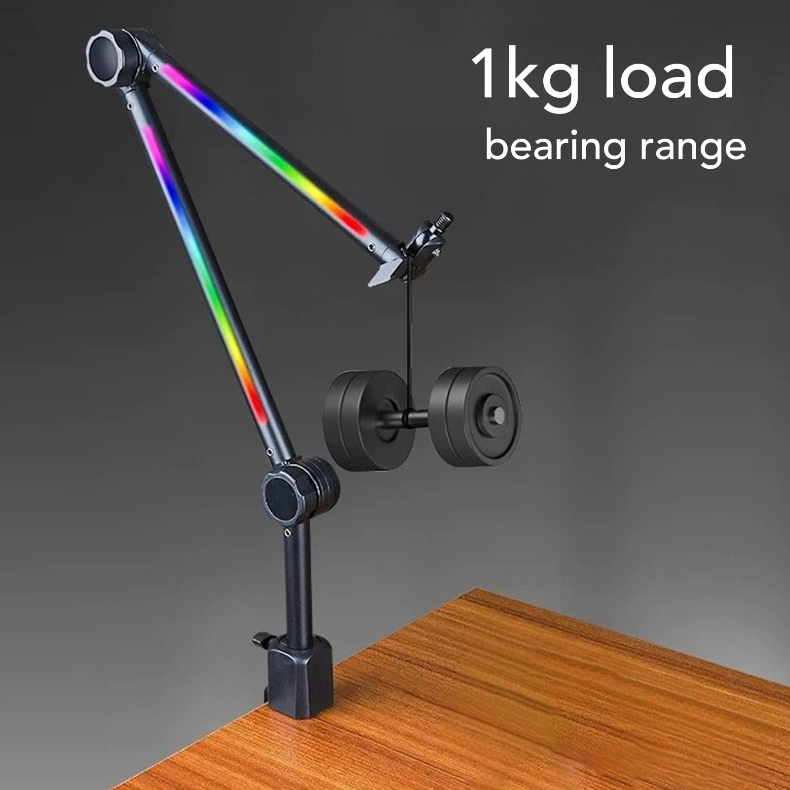 Generic Soporte de Micrófono con Brazo Articulado con Iluminación RGB Dinámica para Vídeos de Conectores de 3/8 Pulgadas y 5/8 Pulgadas Diseño Fácil de Usar para Jugadores