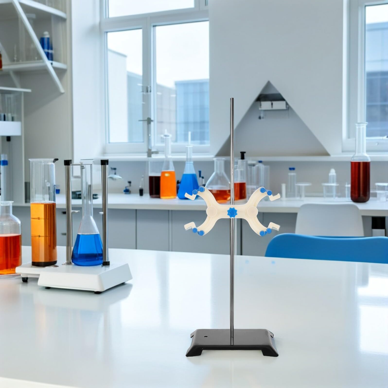Supporto da Laboratorio in Ferro Resistente alla Corrosione con Morsetto per Buretta Stabile per Esperimenti di Chimica e Titolazioni Scientifiche