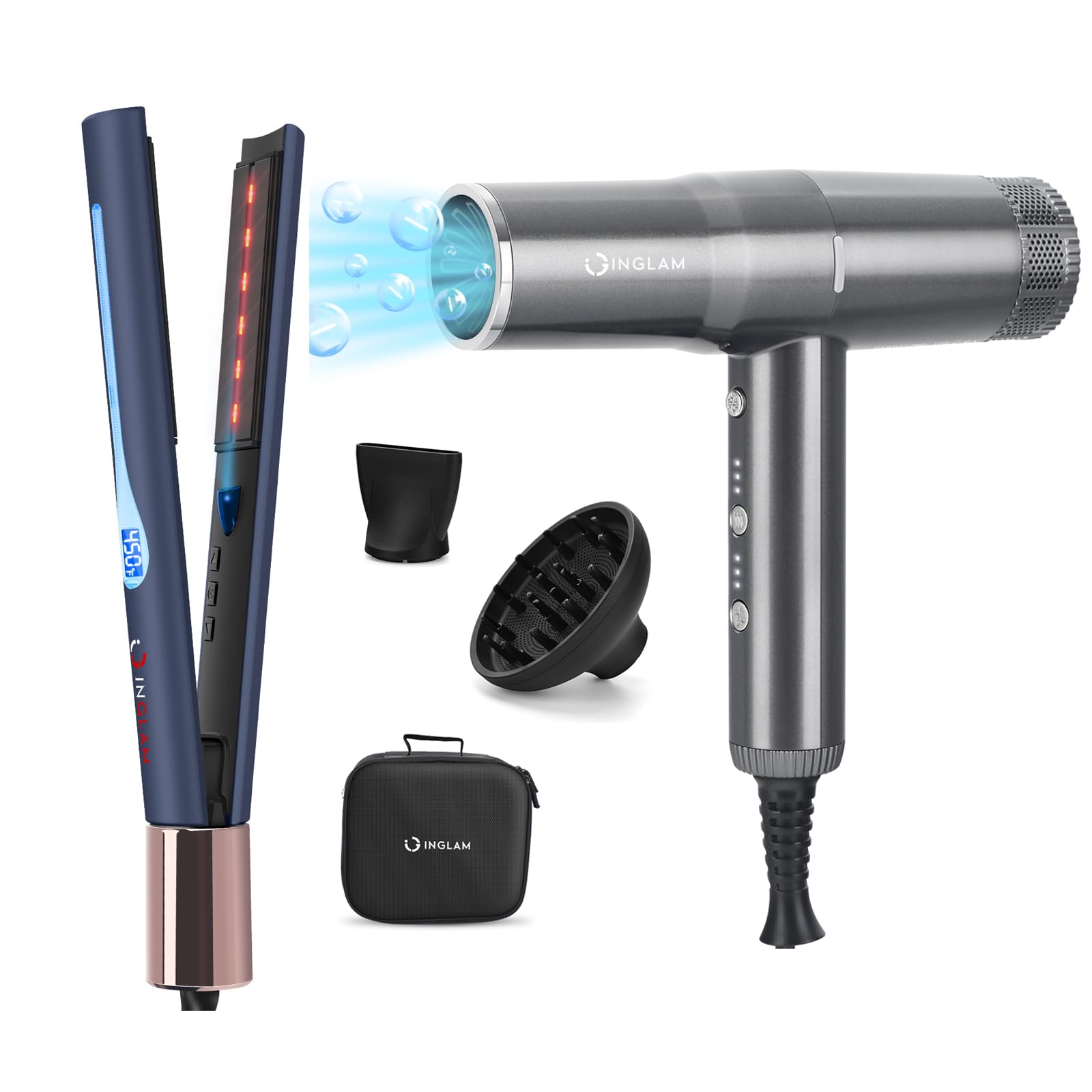 Amazon.com : IG INGLAM Titanium Flat Iron Hair Straightener, Blow