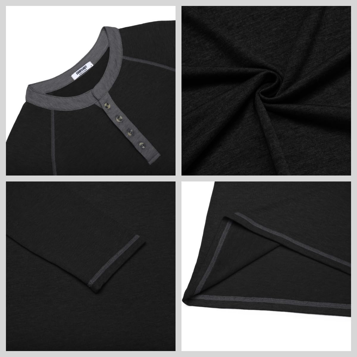 COOFANDY Mens Henley Shirts Long Sleeve Casual Button V Neck T-Shirt Lightweight Fashion Pullover Shirts - Image 5