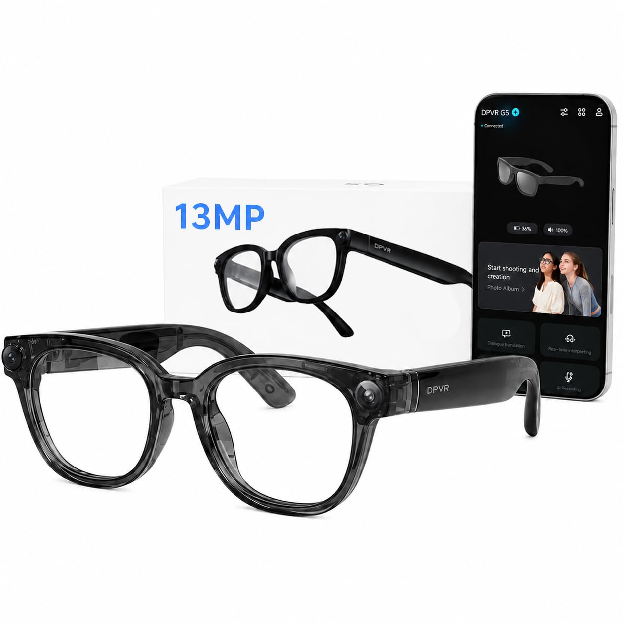 G5 AI Smart Glasses with Camera and Bluetooth, 13MP Video Recording Glasses | 4K camera glasses with continuous AI assistant, AI translation, visual recognition, Bluetooth audio and hands-free capture-image-45