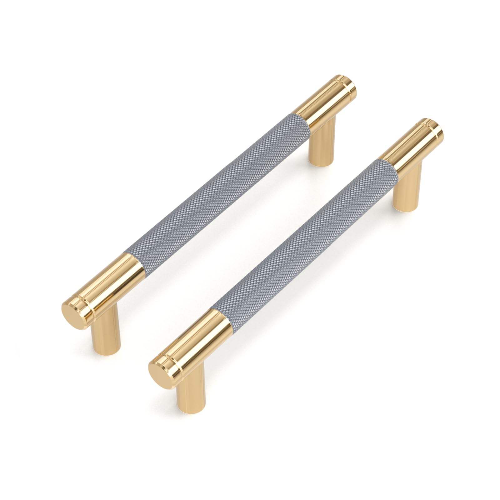 LONTAN 10 Pack Grey Kitchen Cupboard Handles 128mm Gold Cabinet Handles Aluminum Alloy Drawer Pulls for Wardrobe Bathroom Cabinet Kitchen