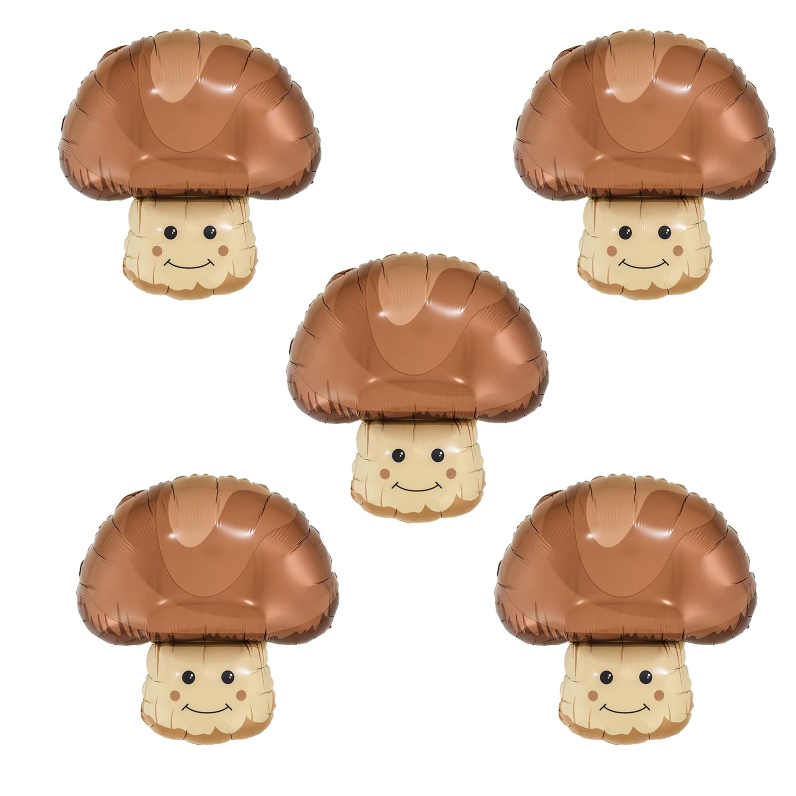 5PCS Cute Mushroom Foil Balloons Large Mushroom Aluminum Foil Balloons Fun Mushroom Birthday Forest Plant Themed Party Decorations Supplies