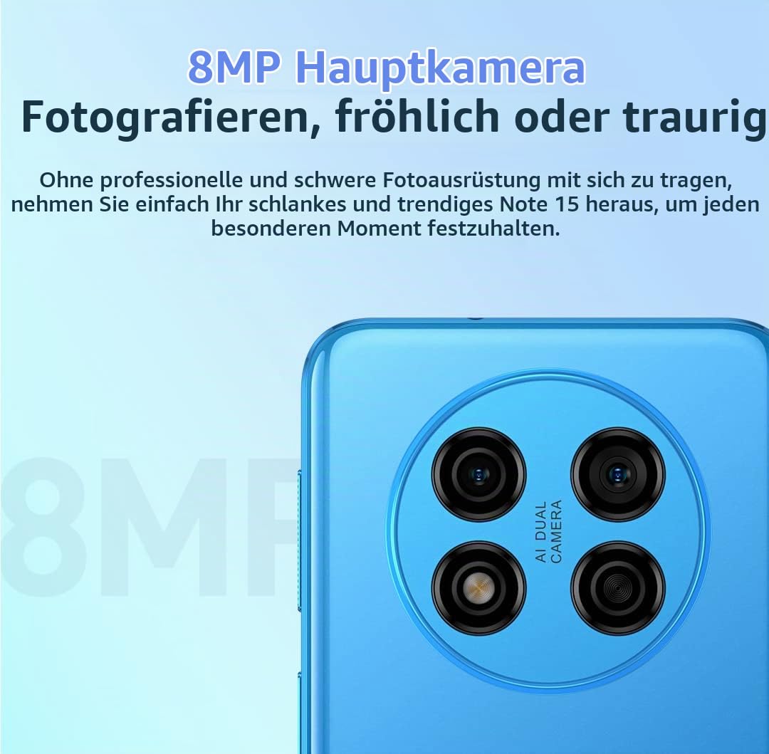 Ulefone Note 15 3G Smartphone ohne Vertrag, 3-Karten-Steckplatz, Quad Core 5GB+32GB, DUAL-SIM Android 12 Handy, 6,22'' HD+, 8MP+5MP Kamera, 4000mAh Akku, Gesichts Entsperrung GPS Schwarz