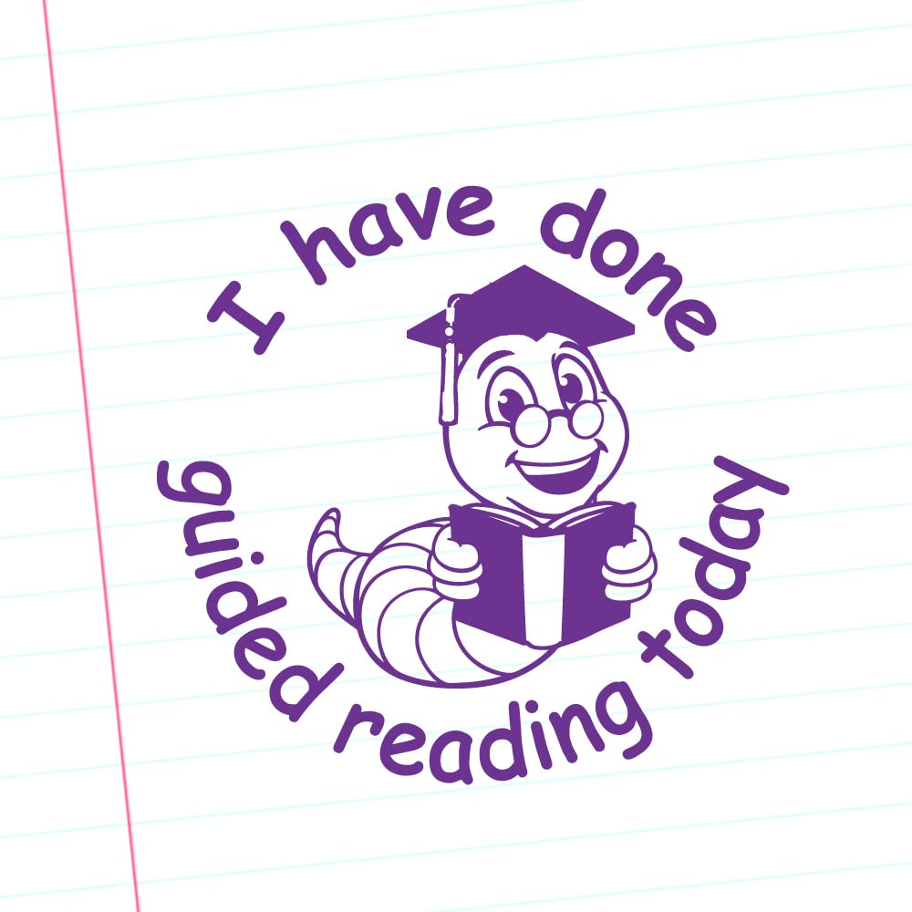 Classroom Capers Purple I Have Done Guided Reading Today. 22Mm Reinkable, Teacher Stamp. Ink