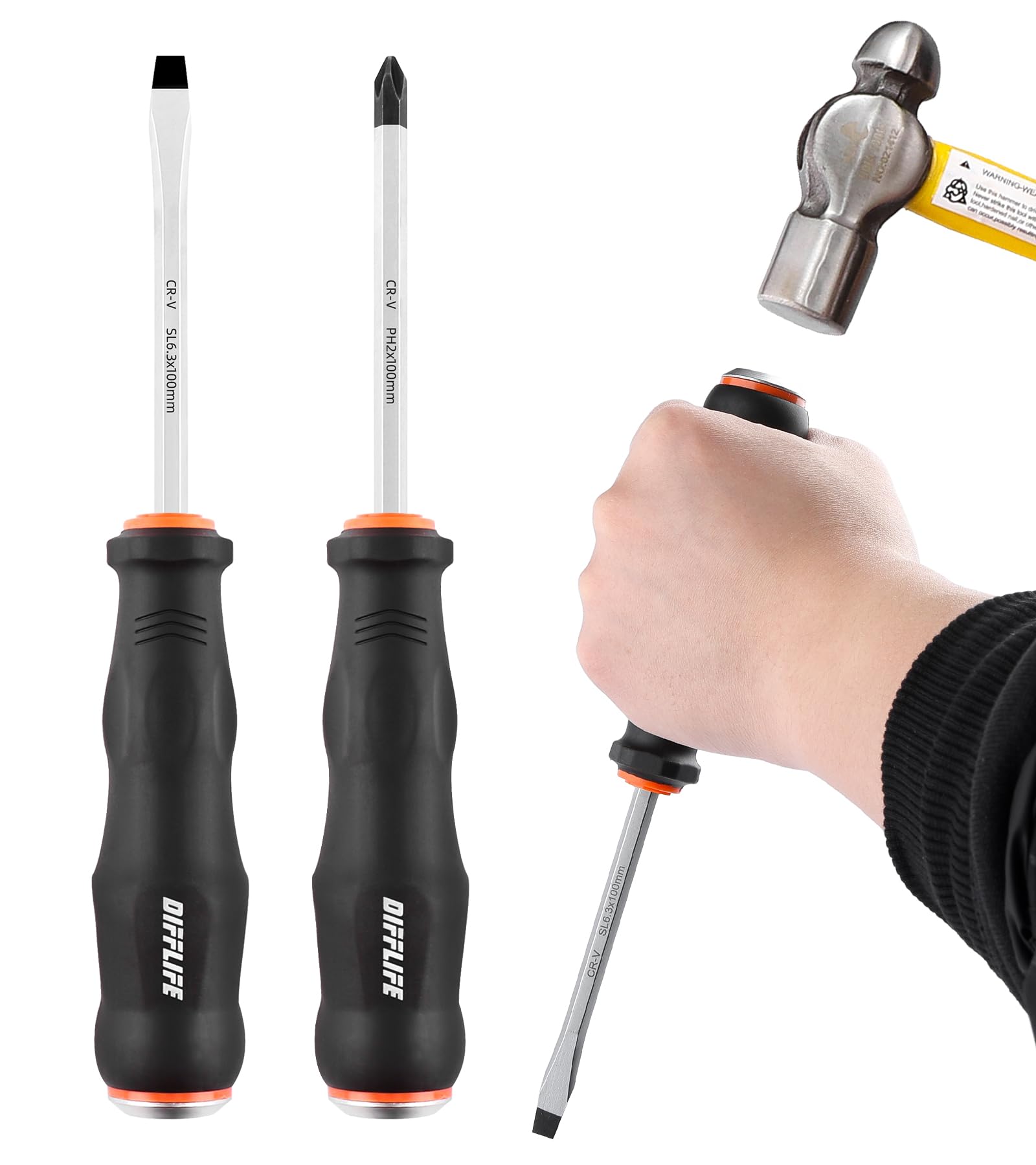 Heavy Duty Screwdriver Sets Screwdriver Kit 2-Piece, Professional Cushion Grip Insulated Magnetic Tip Electrician Screwdriver Kits (2-Piece)