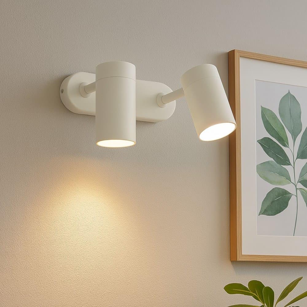 MAZZOLA LUCE Applique lampada con faretti da parete due luci bianco gu10 led direzionali orientabili per interni