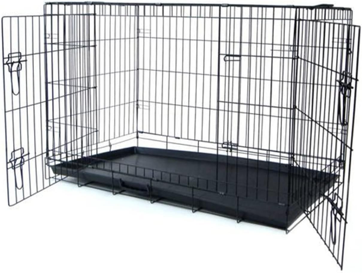 YML 24-Inch 2-Door Heavy Duty Dog Crate, Black