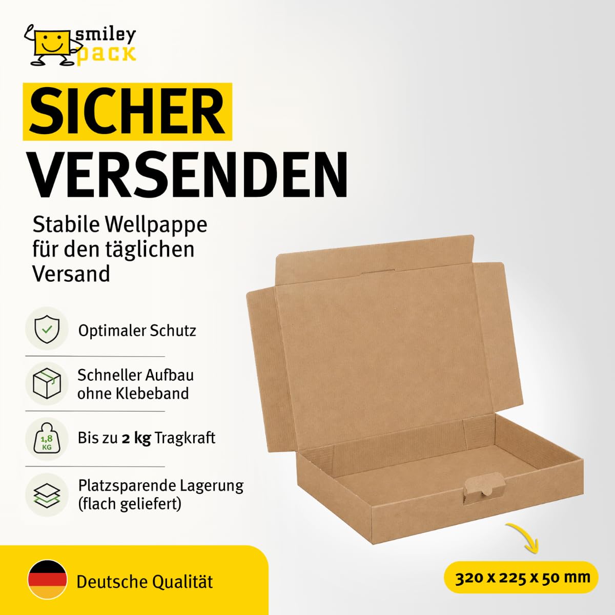 100 cartons Maxibrief, marron, taille et quantité au choix, carton d'expédition, marchandises, envoi de livres, carton postal, Poste DHL Hermes DPD GLS UPS (320 x 230 x 50 mm, marron)