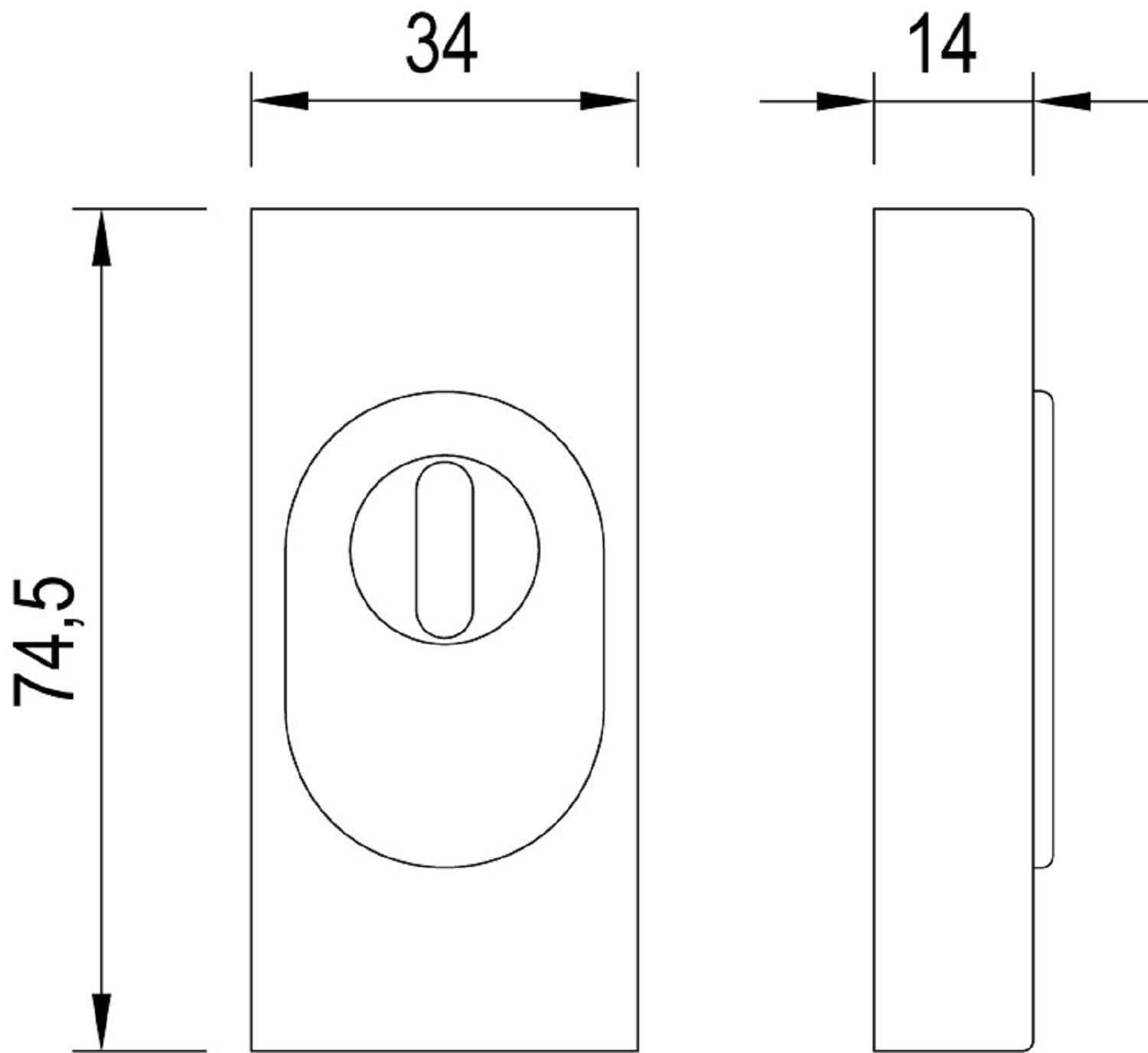 ToniTec ZA - Roseta de protección Tapa Cerradura Puerta, Rectangular, 14 mm