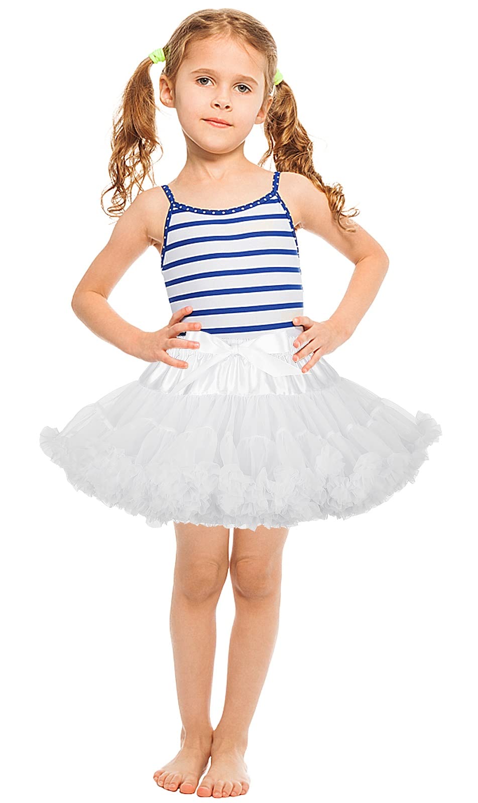 Falda de tutú para niña, falda de ballet mullida, Blanco, Large