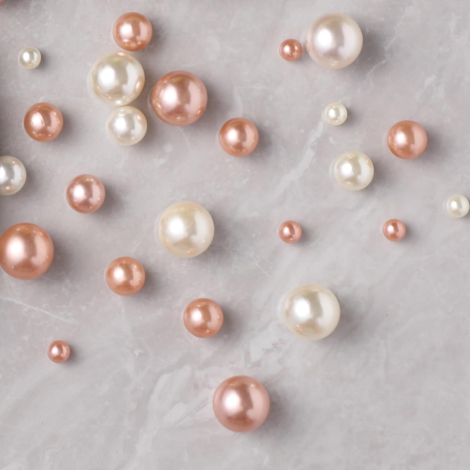 150 Pcs Vase Filler Pearls White and Rosegold Pearl Beads for Vase No Hole Pearls for Centerpieces Vases Home Table Party Decor Wedding DIY 8/14/20mm