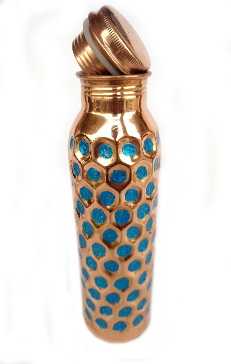 Puro Ottone Vetro Tumbler con Floreale Design Per Bere Servire Acqua