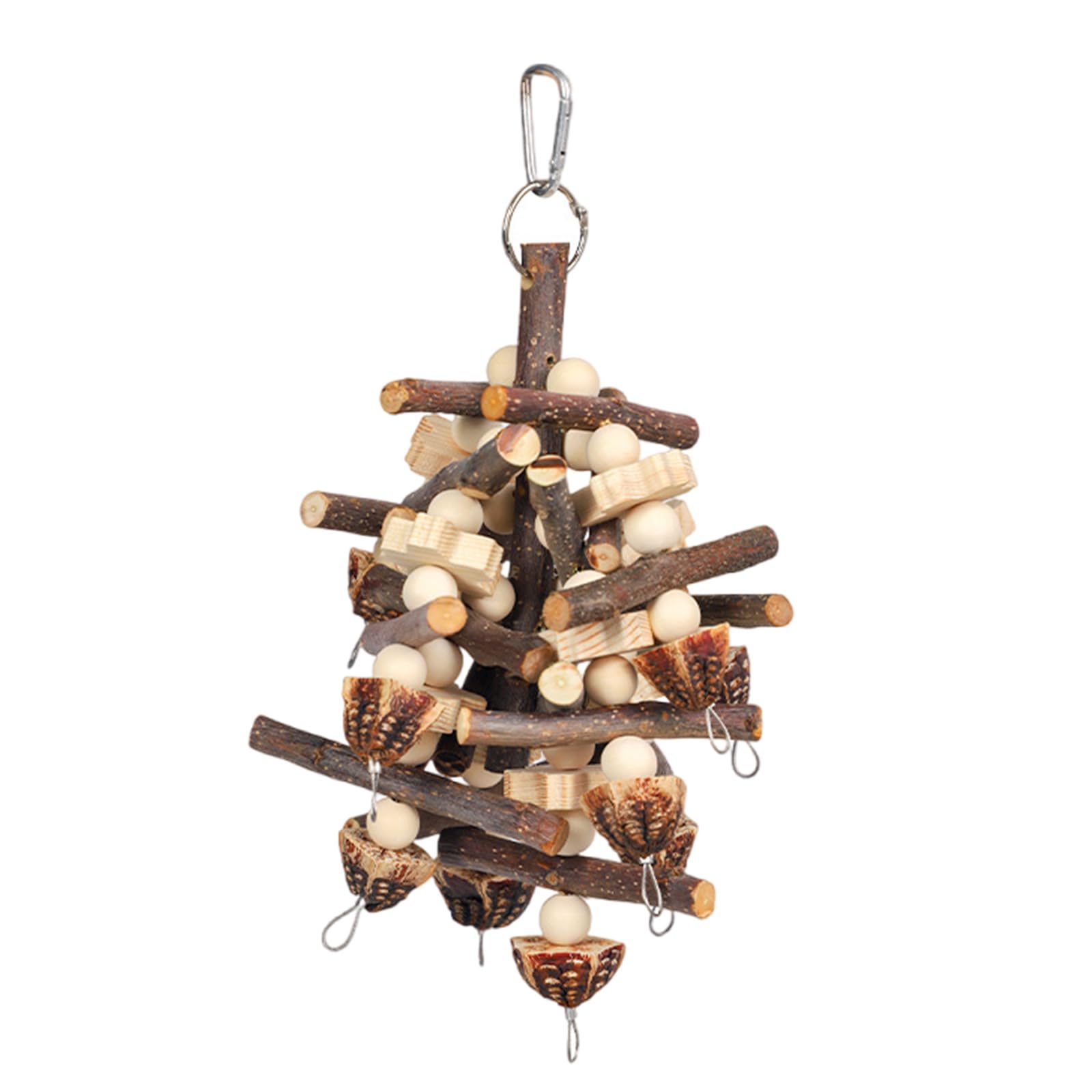 NEWFT Bird Toy Tearing Cluster Chewing Toy for Teeth Corncob Wood Beads Cage Hanging Toy Pet Grinding Teeth Toy