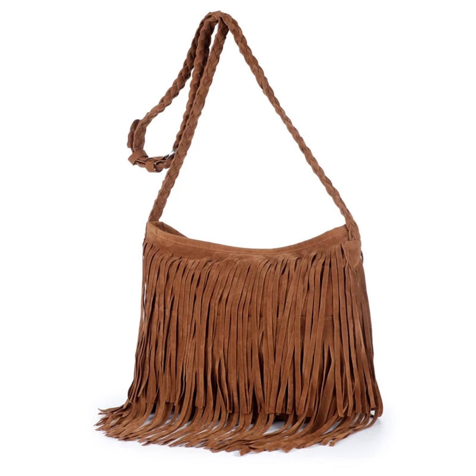 Borsa a tracolla in pelle con frange da donna e regolabile in maglia Per chi viaggia e ama il tempo libero(Color3)
