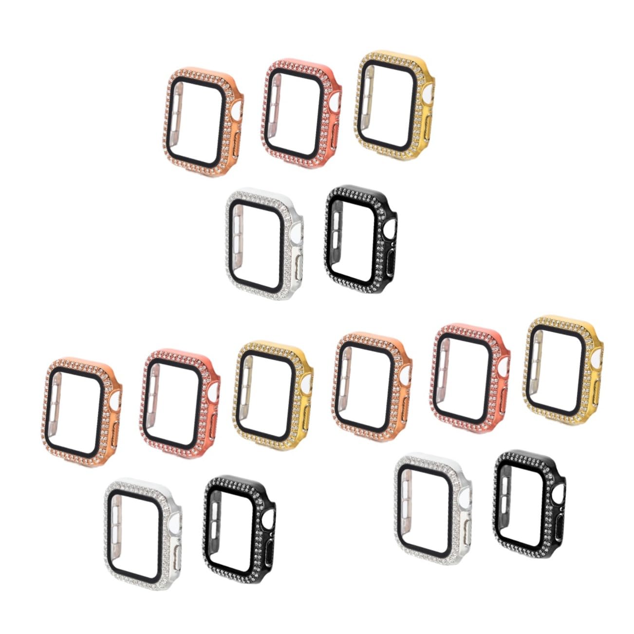 Mikikit 15stücke Schutzcover Für Smartwatch Teiliges Mit Funkelndem Design Kratzfest Aus Pc-Material Kompatibel Mit Rosé Und Roségold Praktischer Schutz Für Ihre Uhr