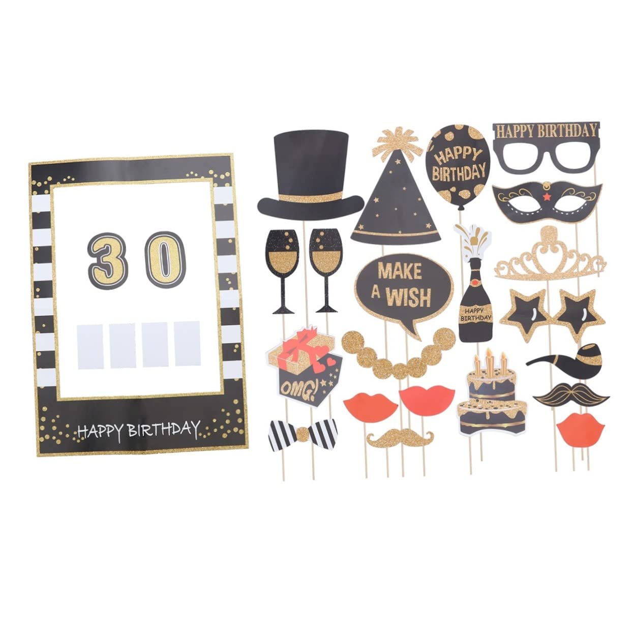 LABRIMP 44stücke Teiliges Glitzerpapier Set Für Geburtstag Fotorequisiten Kreative Brillen Krone Dekoration Für Foto Booth Partyaccessoires Für Unvergessliche Erinnerungen