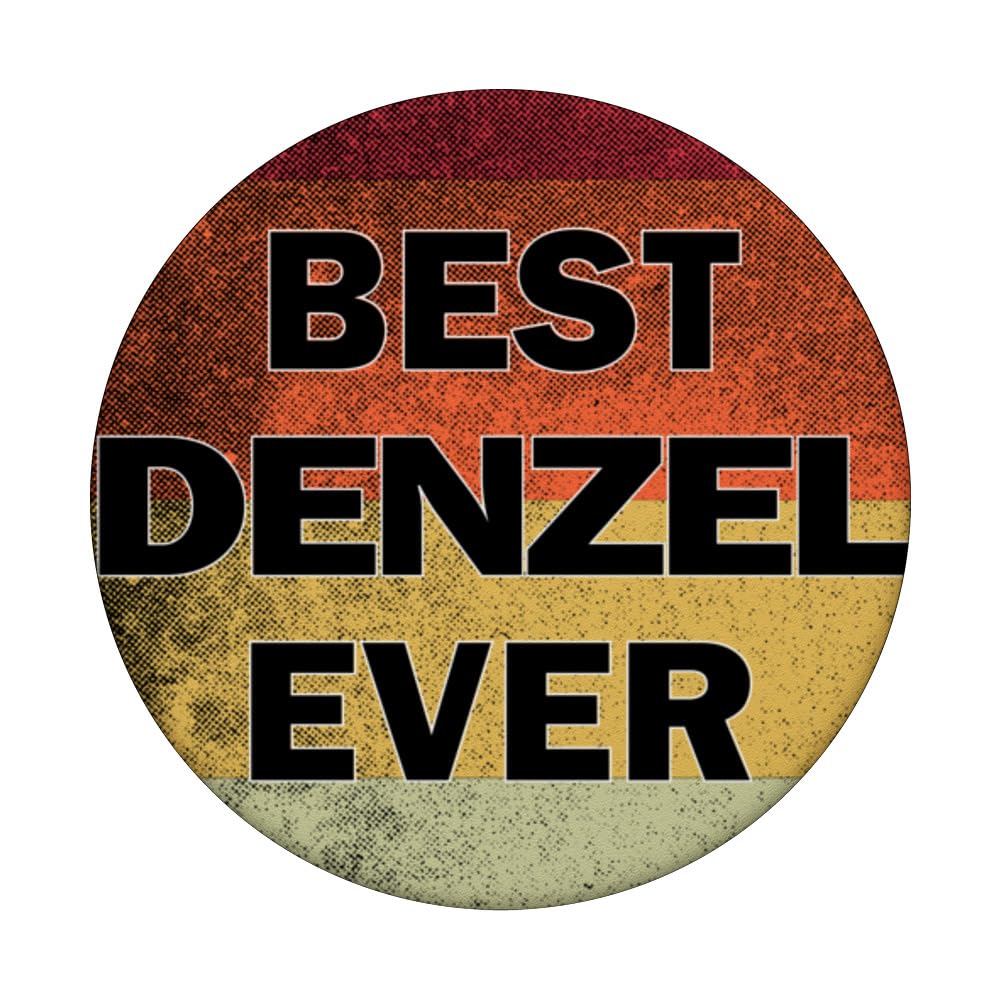 Personalized Name Denzel I love Denzel Retro vintage Style PopSockets Swappable PopGrip, Black - Image 3