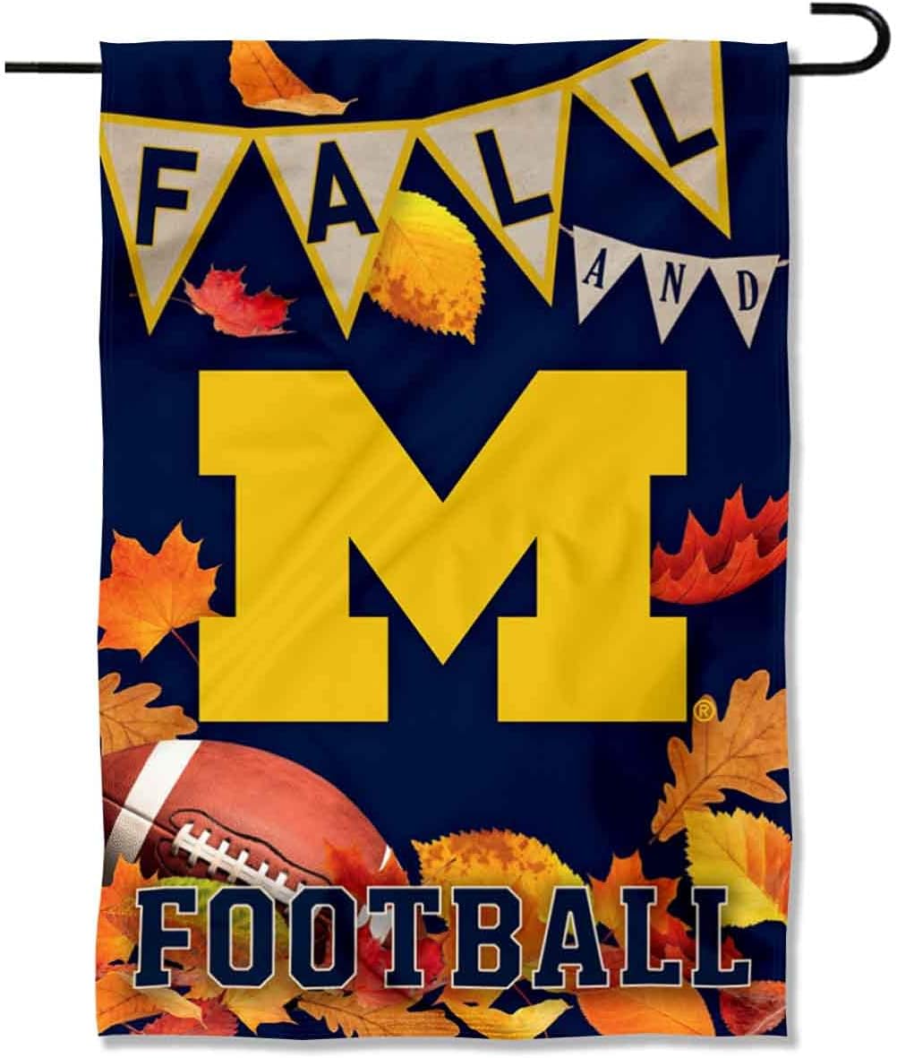 Michigan Team University Wolverines Fall Leaves Football Season Garden Yard Flag