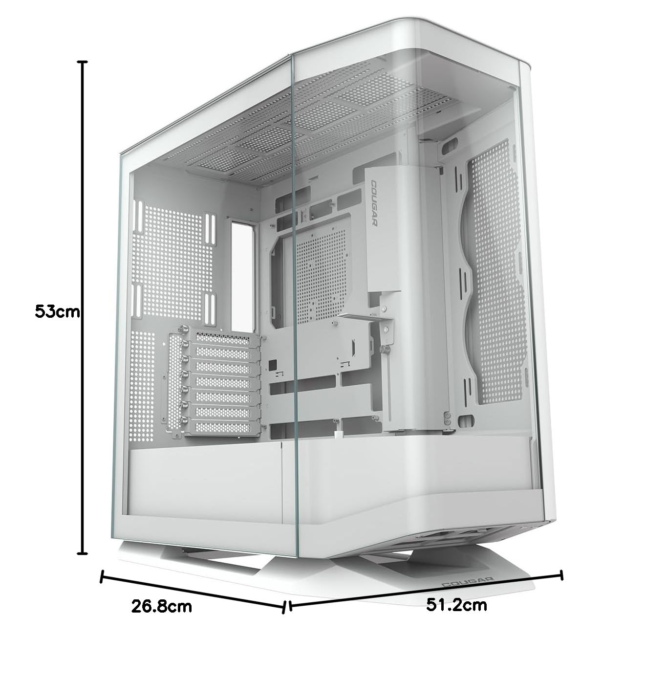 Cougar FV270 - Carcasa de Cristal Templado Curvo de Media Torre Blanca