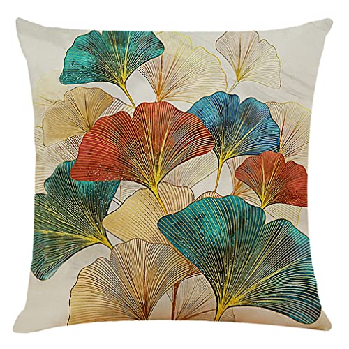 BCKAKQA Set of 4 Decorative Throw Pillow Covers 18x18 inches Teal and Gold Leaves Cushion Covers 45cm x 45cm Linen Square Pillowcases for Bedroom Living Room Sofa Couch Bed Throw Pillow Cases - Image 4
