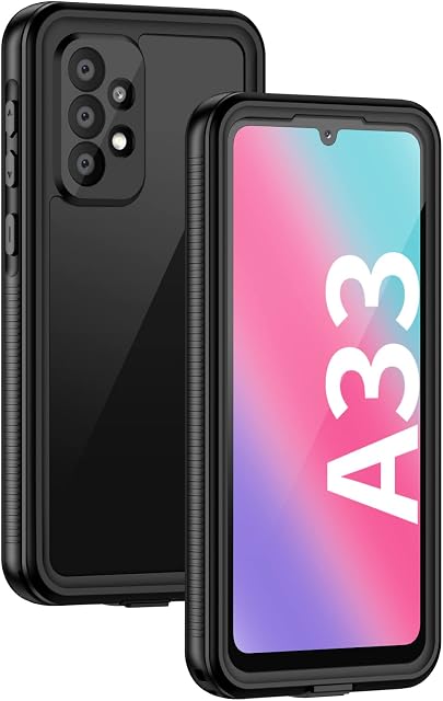 Lanhiem for Samsung A33 Case, Galaxy A33 5G Waterproof Case with Built-in Screen Protector, Full Body Heavy Duty Shockproof Dustproof Protective Clear Cover for Galaxy A33 - Black