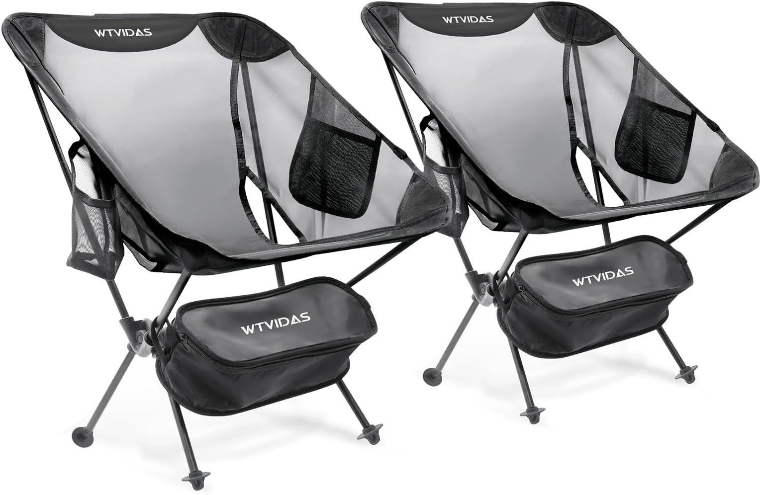WTVIDAS Camping Beach Chairs 2 Pack,Compact Backpacking Chairs,Full Breathable Mesh,Ultralight Aluminum Camp Chairs for Backpacking Fishing Picnic Beach